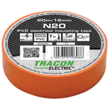 TRACON Szigetelőszalag, narancs20m×18mm, PVC, 0-90°C, 40kV/mm villanyszerelés