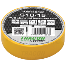 TRACON Szigetelőszalag, sárga10m×15mm, PVC, 0-90°C, 40kV/mm villanyszerelés