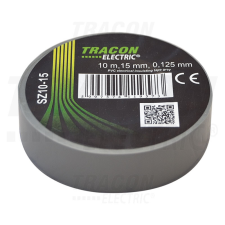 TRACON Szigetelőszalag, szürke 10m×15mm, PVC, 0-90°C, 40kV/mm villanyszerelés