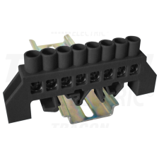 TRACON Szigetelt földelősín (N/PE), fekete230/400VAC, 100A, 8×12mm, 8P, IP20 villanyszerelés