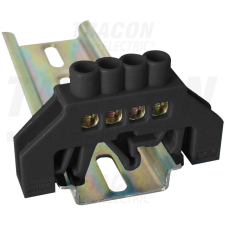 TRACON Szigetelt földelősín (N/PE), fekete 230/400VAC, 63A, 6×9mm, 4P, IP20 villanyszerelés