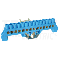 TRACON Szigetelt földelősín (N/PE), kék230/400VAC, 100A, 8×12mm, 14P, IP20 villanyszerelés