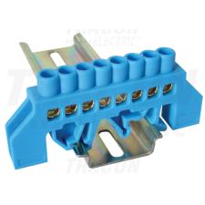 TRACON Szigetelt földelősín (N/PE), kék230/400VAC, 63A, 6×9mm, 8P, IP20 villanyszerelés