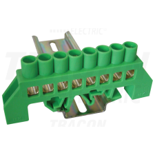 TRACON Szigetelt földelősín (N/PE), zöld230/400VAC, 100A, 8×12mm, 8P, IP20 villanyszerelés