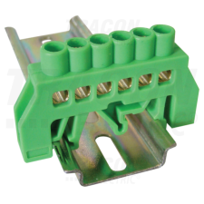 TRACON Szigetelt földelősín (N/PE), zöld230/400VAC, 63A, 6×9mm, 6P, IP20 villanyszerelés
