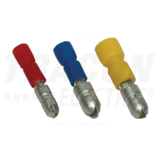 TRACON Szigetelt hengeres csatlakozó dugó, elektrolitréz, piros1,5mm2, (d1=1,7mm, d2=4mm), PVC villanyszerelés