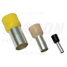 TRACON Szigetelt (PA6.6) érvéghüvely, ónozott elektrolitréz, sárga1mm2, L=12,4mm villanyszerelés