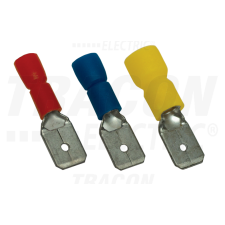 TRACON Szigetelt rátolható csatlakozó csap, sárgaréz, kék4,8×0,8mm, 2,5mm2 villanyszerelés