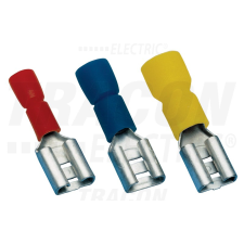 TRACON Szigetelt rátolható csatlakozó hüvely 4,8×0,8mm, 2,5mm2, sárgaréz, kék villanyszerelés