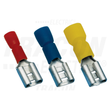 TRACON Szigetelt rátolható csatlakozó hüvely, sárgaréz, kék2,8×0,5mm, 2,5mm2 villanyszerelés