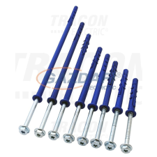 TRACON T10240P Peremes dübel, hatlapfejű peremes csavarral M10×240mm, PA6.6 villanyszerelés