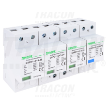 TRACON T1+T2+T3 AC típusú túlfeszültség levezető, egybeépített 3+1P 25kA 275V villanyszerelés
