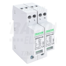 TRACON T2+T3 AC típusú túlfeszültség levezető, egybeépített 4P 40kA 275V villanyszerelés