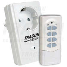 TRACON Távkapcsolós csatlakozóaljzat, 1 aljzat, 1 távírányító 230VAC, 50Hz, 3600W, IP20, 433,92MHz villanyszerelés