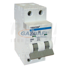 TRACON TDA-2C-6 Kismegszakító, 2 pólus, C karakterisztika 6A, C, 2P, 10kA villanyszerelés
