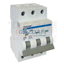TRACON TDA-3B-13 Kismegszakító, 3 pólus, B karakterisztika 13A, B, 3P, 10kA villanyszerelés