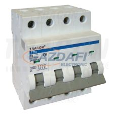 TRACON TDA-4B-16 Kismegszakító, 4 pólus, B karakterisztika 16A, B, 4P, 10kA villanyszerelés