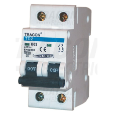 TRACON TDZ-2B-4 Kismegszakító, 2 pólus, B karakterisztika 4A, 6kA villanyszerelés