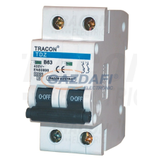 TRACON TDZ-2D-25 Kismegszakító, 2 pólus, D karakterisztika 25A, 6kA villanyszerelés