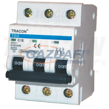 TRACON TDZ-3B-1 Kismegszakító, 3 pólus, B karakterisztika 1A, 6kA villanyszerelés