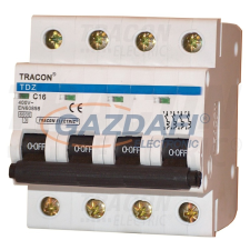 TRACON TDZ-4D-40 Kismegszakító, 4 pólus, D karakterisztika 40A, 6kA villanyszerelés
