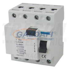 TRACON TFV4-16300 Áram-védőkapcsoló, 4 pólusú 16A, 300mA, 6kA, AC villanyszerelés