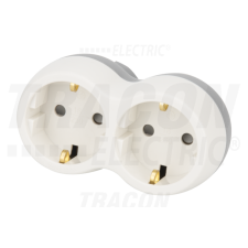 TRACON Többférőhelyes átalakító csatlakozó, szürke + fehér2×SCHUKO, max.16A, 230VAC, 3680W, PP villanyszerelés