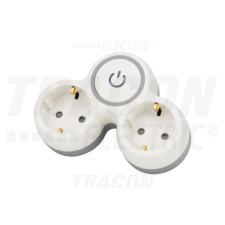 TRACON Többférőhelyes, kapcsolós átalakító csatlakozó, szürke+fehér2×SCHUKO, max.16A, 230VAC, 3680W, PP villanyszerelés