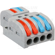 TRACON Többpólusú csavar nélküli vezetékösszekötő, nyitható0,5-4mm2, 32A, 400VAC 2P villanyszerelés