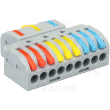 TRACON Többpólusú csavar nélküli vezetékösszekötő, nyitható0,5-4mm2, 32A, 400VAC 3P villanyszerelés