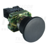 TRACON Tokozott gombafejű nyomógomb, fémalapra szerelt, fekete 1×NO, 3A/400V AC, IP44, d=40mm