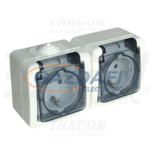 TRACON TR-PH02 Falon kívüli kettős csatlakozóaljzat 16A/250VAC, IP54 villanyszerelés