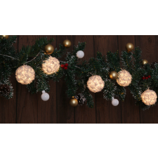 TRACON Tracon CHRSTBW10WW LED karácsonyi lánc, gömb, fehér, elemes Timer 6+18h,10LED, 3000K 2xAA karácsonyfa izzósor
