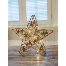 TRACON Tracon CHRSTGS14GWW LED karácsonyi csillag, arany,fém, elemes Timer 6+18h, 14LED, 3000K, 2xAA karácsonyfa izzósor