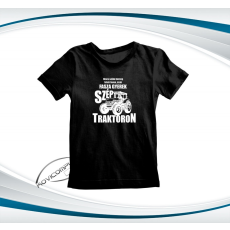  Traktoros gyerek póló - Nincs szőke herceg fehér lovon - Fekete 152