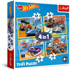 Trefl 4 az 1-ben puzzle (35,48,54,70 db-os) - Hot wheels (34627) puzzle, kirakós