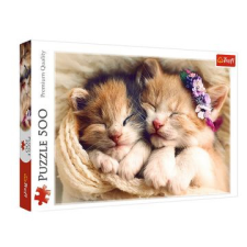 Trefl : alvó cicák virággal puzzle - 500 darabos puzzle, kirakós
