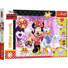 Trefl : Minnie egér csillámos puzzle - 100 darabos puzzle, kirakós