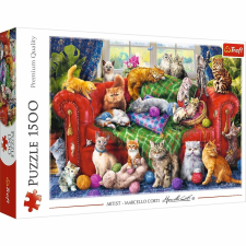 Trefl Puzzle 1500 cica a kanapén puzzle, kirakós