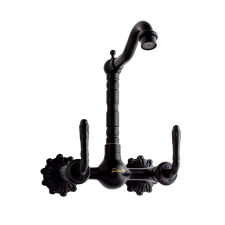  TRENDY'S konyhai csapja, falra szerelhető, matt fekete, hímzéssel csaptelep