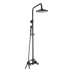  TRENDY&#039;S zuhanyoszlop, két funkcióval, falra szerelhető, antikolt fekete fürdőkellék