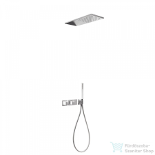 Tres Slim Exclusive Falsík alá építhető Termosztátos zuhanycsaptelep, kézizuhannyal, fejzuhannyal, fehér/króm 20725202BL csaptelep