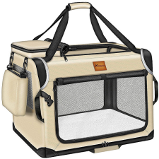 Tresko Přepravka pro psy a kočky 70 × 52 × 52 cm, béžová szállítóbox, fekhely kutyáknak