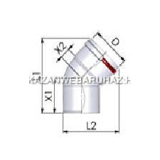 Tricox PPs könyök 60mm, 45° hűtés, fűtés szerelvény