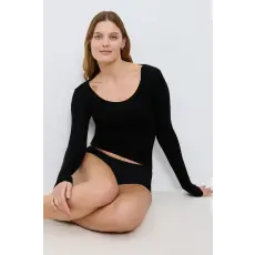 TRIUMPH Beauty Layers Top Scoop Neck hosszú ujjú póló, fekete M