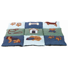  Trixie Fekhely Patchwork (foltvarrás) stílusú, kutyás mintával, 80x55cm, Kék/Zöld szállítóbox, fekhely macskáknak