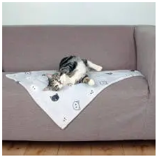Trixie Mimi Blanket - takaró (világosszürke,mintás) macskák részére (70x50cm) szállítóbox, fekhely macskáknak