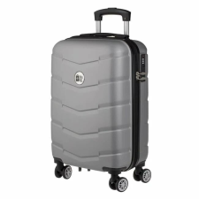 Trolley bőrönd, metálszürke, relief csíkokkal, 87L kézitáska és bőrönd