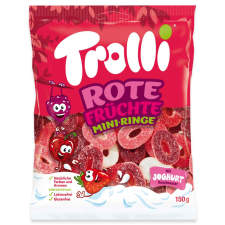 Trolli eper-málna gumicukor 150g csokoládé és édesség