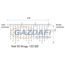 Tronix 007-052 PS230 Jégcsap fényfüggöny, 2x0,8m, fekete vezetékkel, 2400K, WW+ világítás
